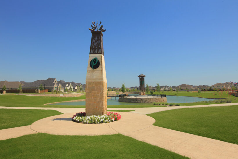 Park Sculpture by Lakes in The Parks at Wilson Creek community in Celina